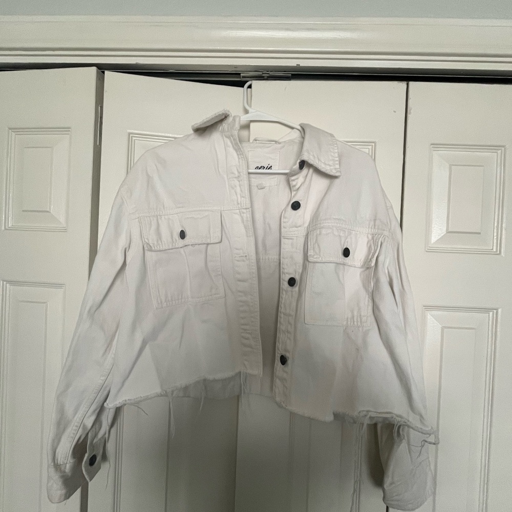 Aerie Cream Cropped Jean Jacket